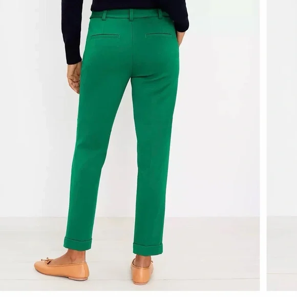 Loft Elegant Green Tie-Waist Women's Trousers - Picture 2 of 4